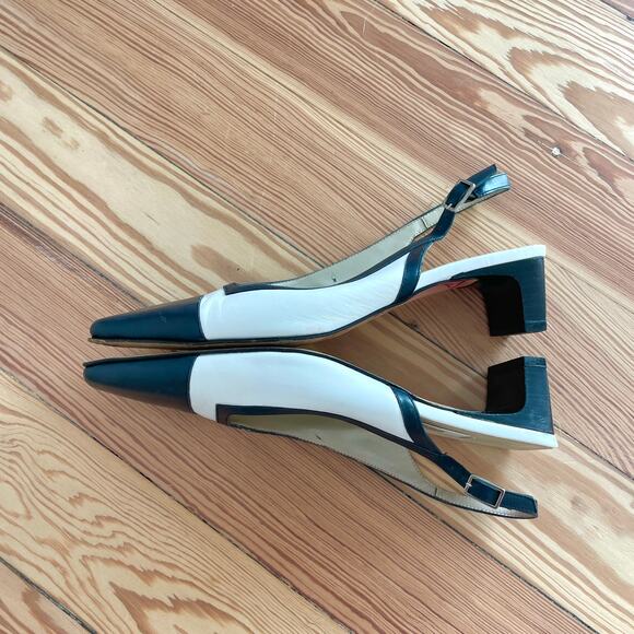 Talbots White and Blue Slingback Heels - Picture 3 of 8